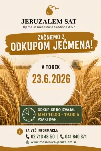 Začenjamo z odkupom ječmena — v torek, 23. 6. 2026